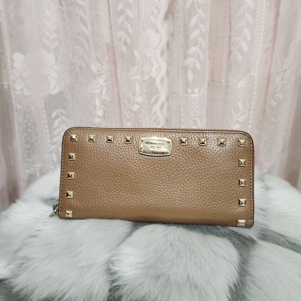 Michael Kors Tan Studded Leather Wallet